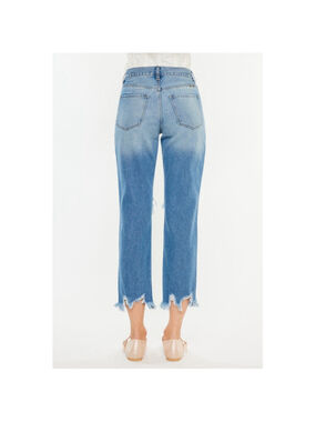 Regina High Rise Mom kancan distressed denim blue jeans 5 / 26 cropped ankle EUC